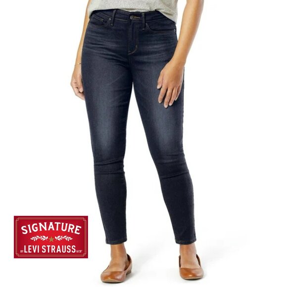 Signature by Levi Strauss The Legging Jeans, Mid Rise Dark  - Size 10 (Like New) - Picture 1 of 14